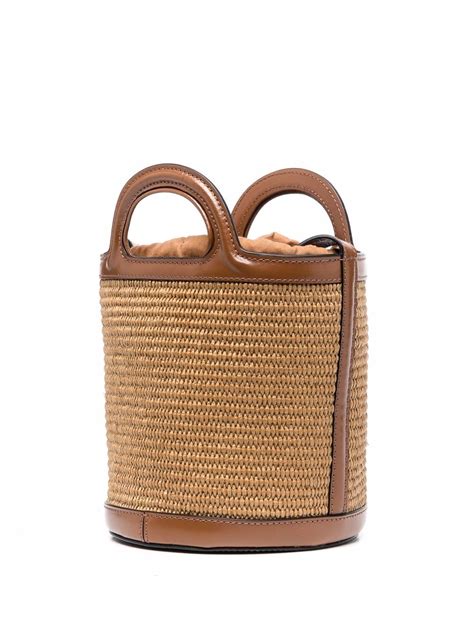 Borsa A Secchiello Tropicalia Con Ricamo In Marrone Marni Donna