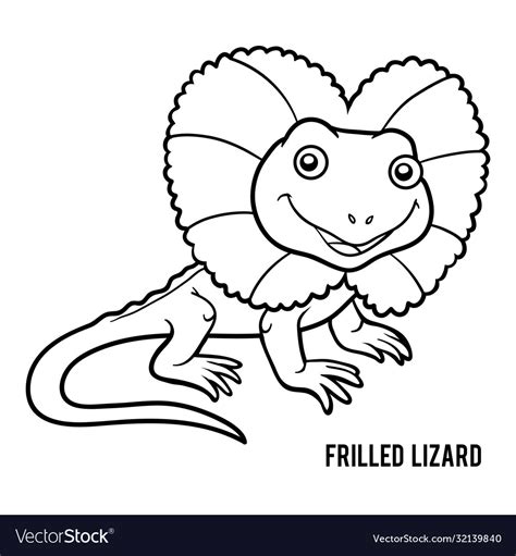 Coloring book frilled lizard Royalty Free Vector Image