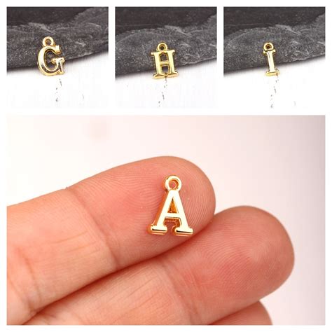 Gold Letter Charms Pewter Alphabet Charms Mini Letter Etsy