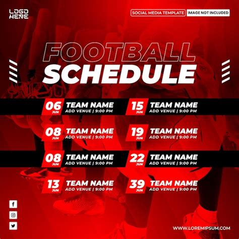 Premium Vector | American football sports match schedule template banner