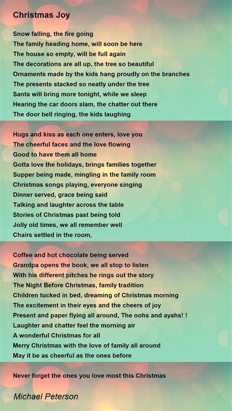 Christmas Joy - Christmas Joy Poem by Michael Peterson