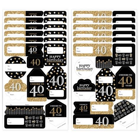 Big Dot Of Happiness Adult 40th Birthday Gold To And From Stickers 12 Sheets 120 Stickers 12