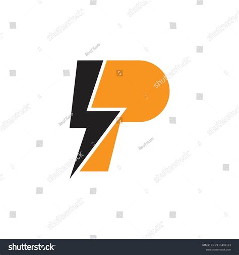 Letter P Lightning Bolt Logo Simple Stock Vector Royalty Free