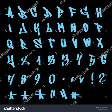 Hand Written Graffiti Font Alphabet Vector 스톡 벡터 로열티 프리 1436160473