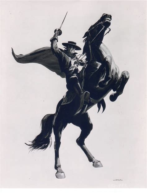 Zorro Disney Guy Williams 8 x 10 Photo Artist Rendering On Rearing Tornado | eBay Walt Disney ...