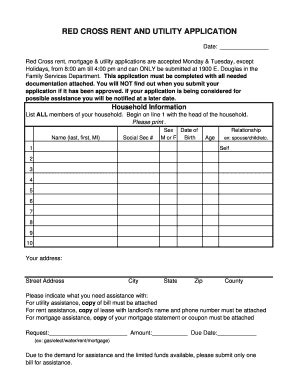 Fillable Online Redcross Rent And Utility Assistance Application Fax