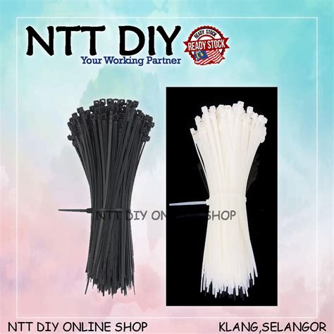 NTT DIY Self Locking Plastic Nylon Cable Tie 100PCS White Black