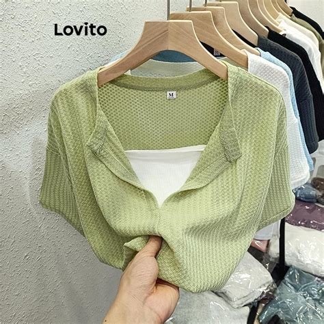 Lovito Women Casual Plain Fake In T Shirt Lne Shopee Philippines