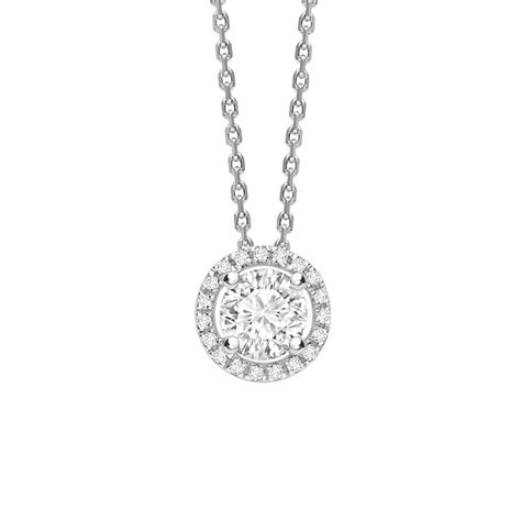 Round Brilliant Cut Diamond Halo Pendant 015cts Bercotts Diamonds