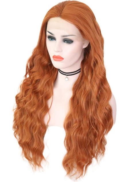 Auburn Long Wavy Lace Front Wig Synthetic Wigs Babalahair