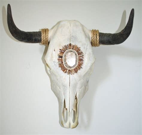 Items Similar To Cow Skull Home Decor Wall Art White Turquoise