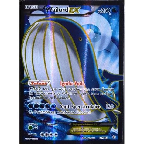 Carte Pok Mon Wailord Ex Pv Full Art S Rie Xy Cdiscount