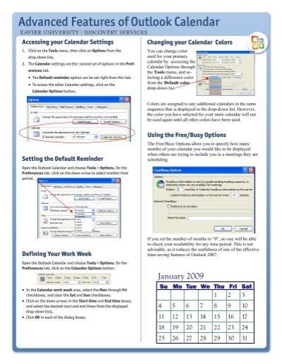 Focus On Outlook Calendar Quick Reference Card Pub