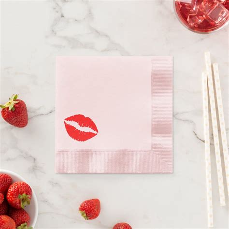 Bright Red Lipstick Kiss Napkins Zazzle Red Lipstick Kisses Bright