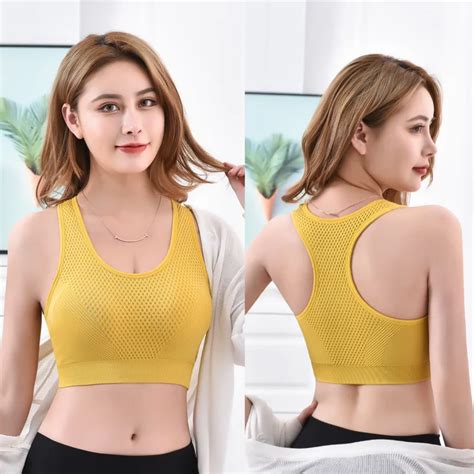 Women Sports Bras Shockproof Ventilated Chest Pad Tube Top Camisole Yoga Gym Tops Seamless Chest