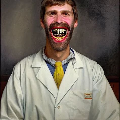 Dentist Portrait Of A Dentist With Large Giant Teeth Stable