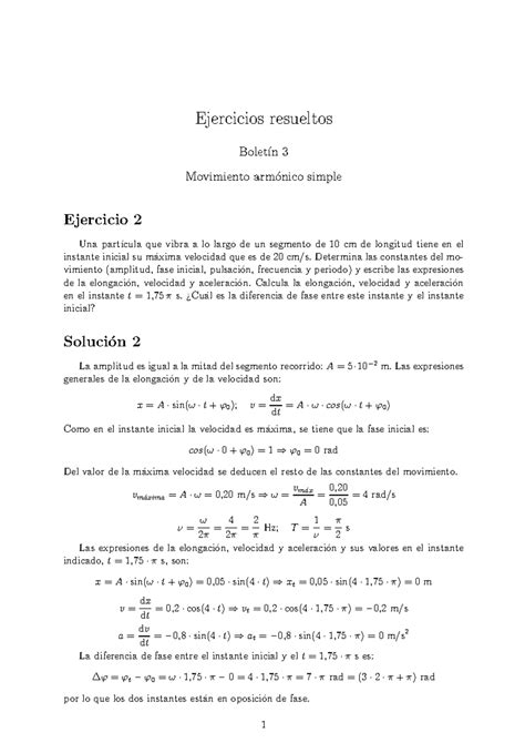 Boletin problemas oscilaciones Ejercicios resueltos Bolet ın 3