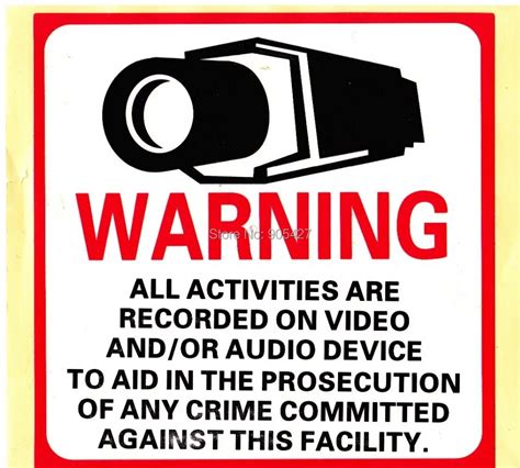 Home Cctv Surveillance Security Camera Adhesive Warning Sticker Warning