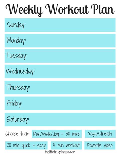 Weekly Workout Plan - Free Workout Planner Printable - The Little ...