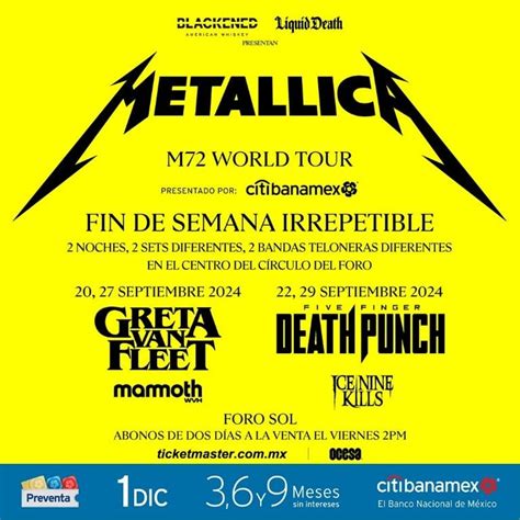 Metallica En La Cdmx 2024 Precio De Boletos Y Fechas Sonica