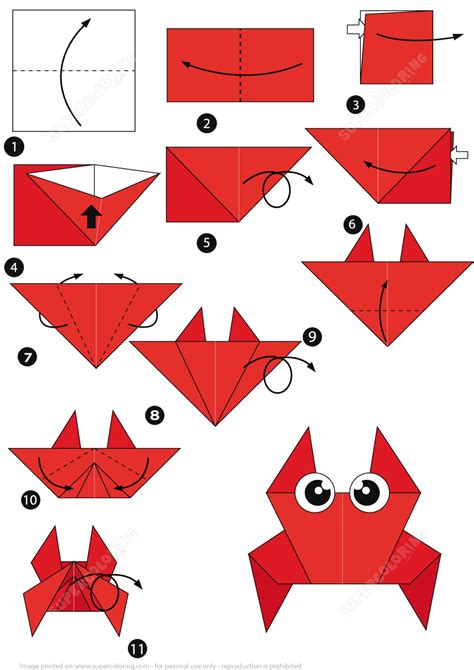 How to Make an Origami Crab Step by Step Instructions | Free Printable ...