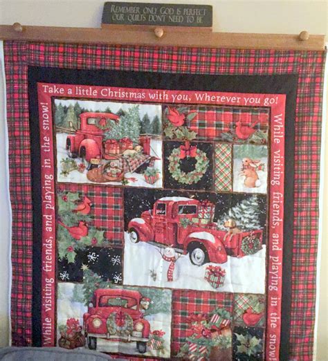 Little Red Truck Christmas Quilts Christmas Red Truck Panel Quilts