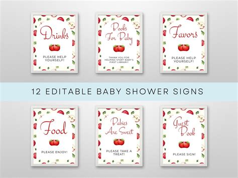 Apple Baby Shower Sign Bundle Apple Of Our Eye Apple Baby Shower