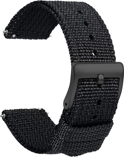 TStrap Nylon Watch Strap 20mm Quick Release Watch Band Soft Black