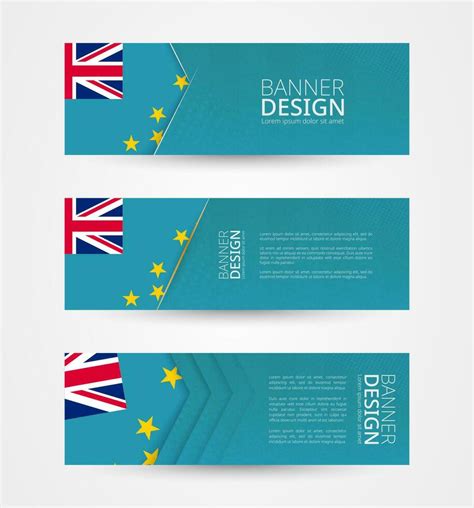 Set Of Three Horizontal Banners With Flag Of Tuvalu Web Banner Design