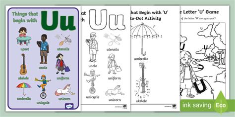 Free Things That Begin With U Worksheets Pack Twinkl Resources