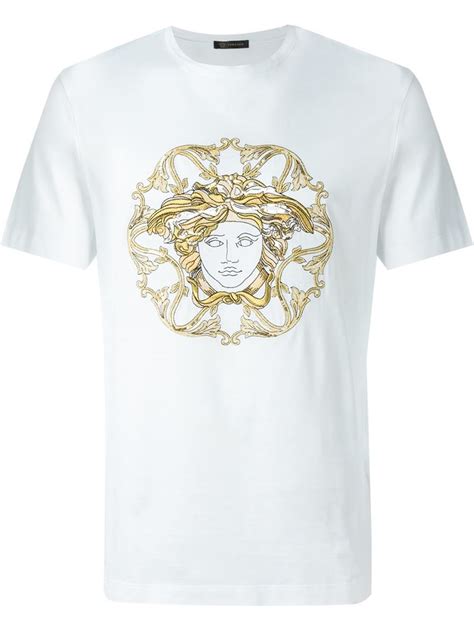 Versace Embroidered Medusa T Shirt In White For Men Lyst