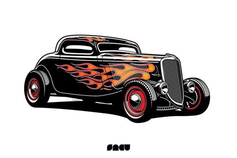 Vintage Hot Rod With Flames