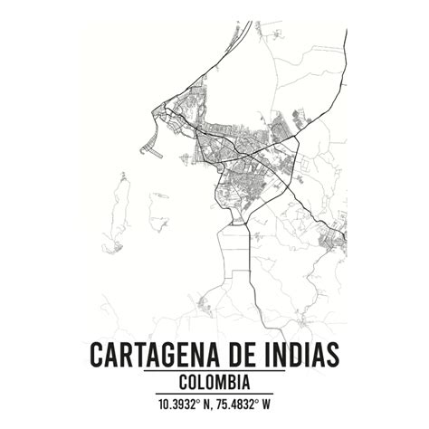 Cartagena De Indias Colombia A3 Map Print Retro Progression