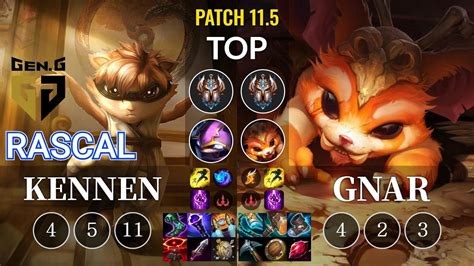 GEN Rascal Kennen Vs Gnar Top KR Patch 11 5 YouTube