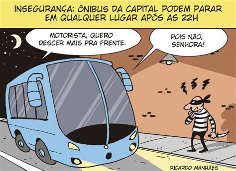 Insegurança no ponto de ônibus Charge Notícias do dia