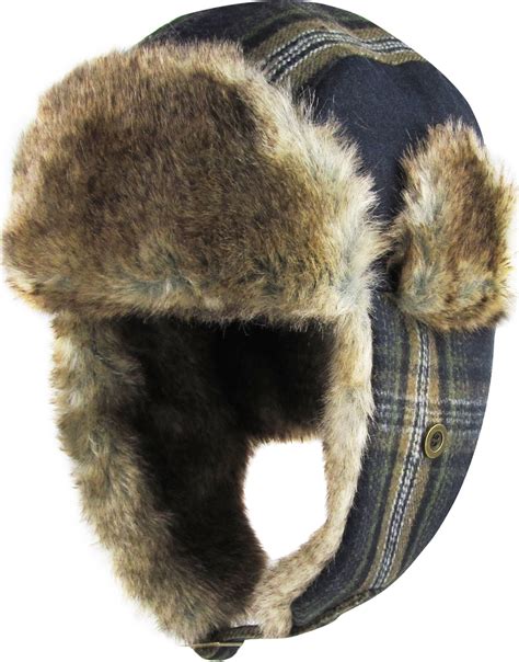 Premium Plaid Navy Aviator Trapper Hat Trooper Winter Cap Ski Walmart