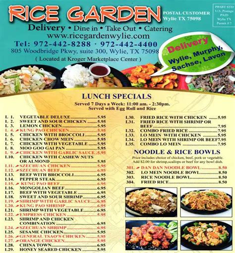 Menu At Rice Garden Restaurant Wylie