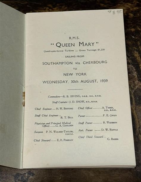 Queen Mary Manifest 1939 : r/Oceanlinerporn