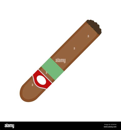 Cuban Cigar On White Background Vector Illustration In Trendy Flat Style Eps 10 Stock Vector