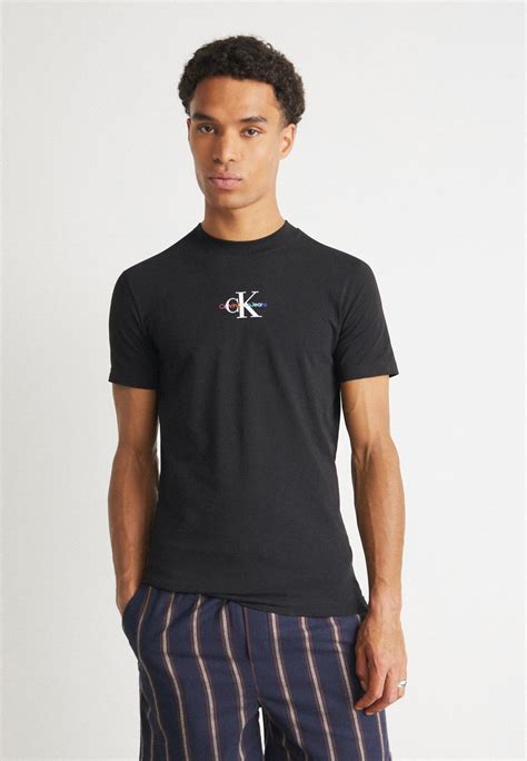 Calvin Klein Jeans Monologo Graphic Slim Tee T Shirt Print Blackzwart Zalandonl