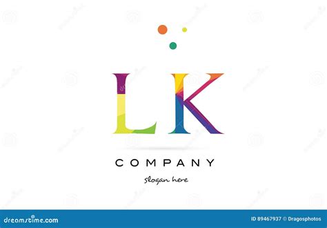 Lk L K Creative Rainbow Colors Alphabet Letter Logo Icon Stock Vector