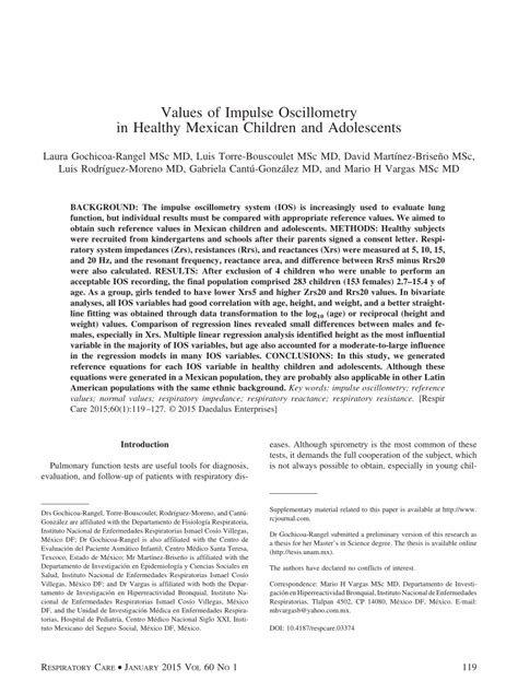 Pdf Reference Values Of Impulse Oscillometry In Mexican Children