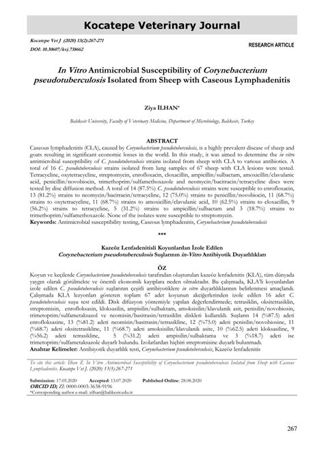 Pdf In Vitro Antimicrobial Susceptibility Of Corynebacterium