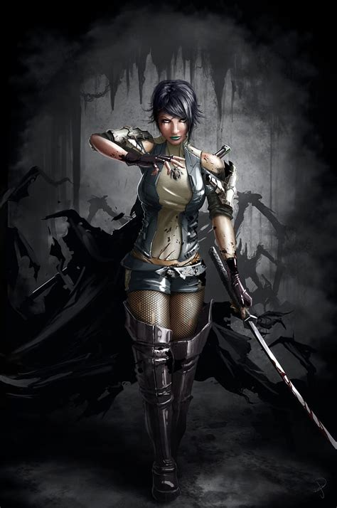 Assassin Art Dark Figher Girl Gothic Sword HD Phone Wallpaper