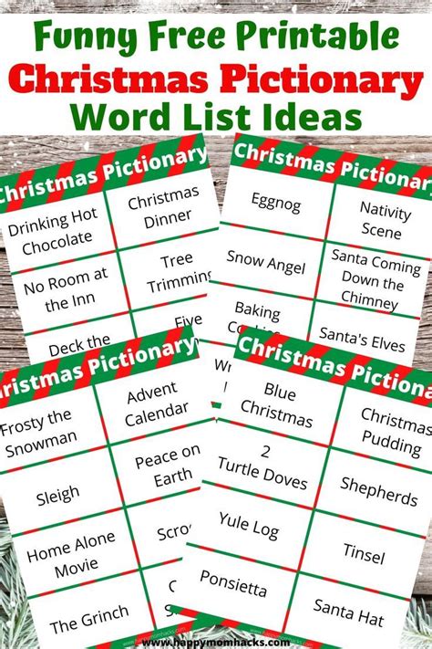 Funny Christmas Pictionary Words List Holiday Party Game Happy Mom