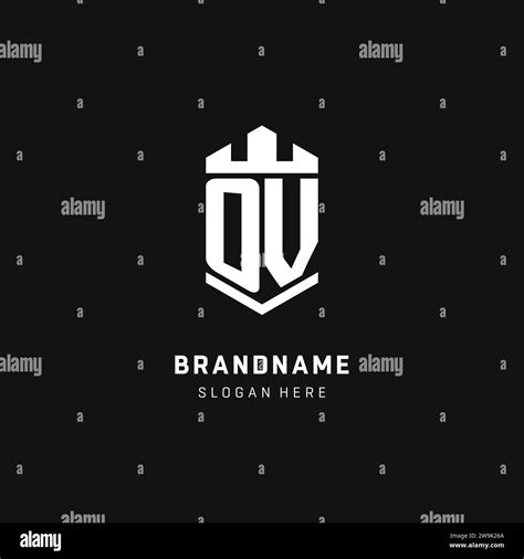 Ov Monogram Logo Initial With Crown And Shield Guard Shape Style Vector