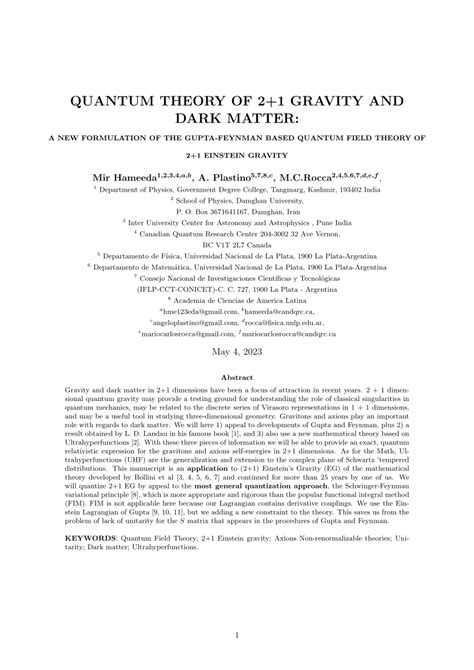 PDF QUANTUM THEORY OF 2 1 GRAVITY AND DARK MATTER A NEW FORMULATION