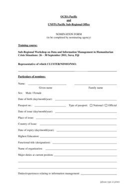 Fillable Online Pacificdisaster WS Nomination Form Pacific Disaster