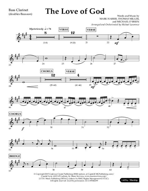 The Love Of God Choral Anthem Satb Bass Clarinetsheet Music Pdf