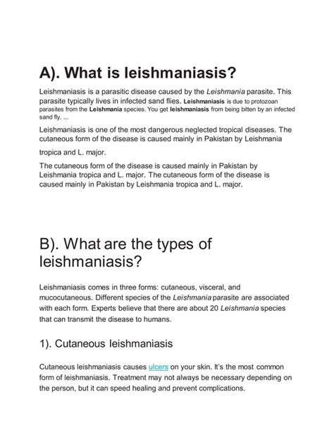 ''Leishmaniasis''. TYPES, CAUSES, SYMPTOMS, RISK FACTORS AND HOW TO ...